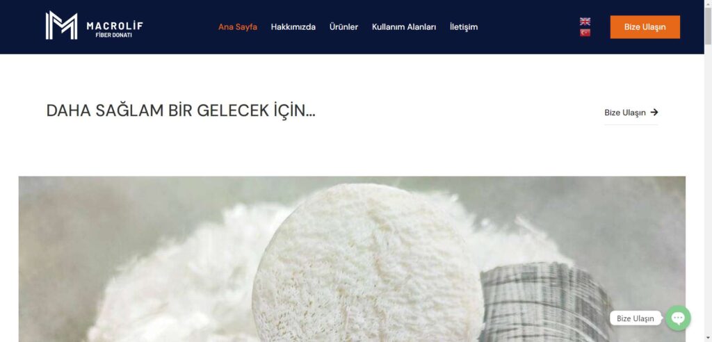 Macrolif Fiber Donatı Web Sitesi – ana sayfa görünümü