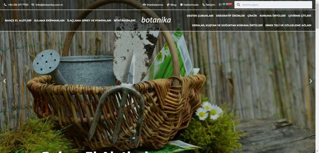 Botanika Ürün Katalog Sitesi – ana sayfa görünümü