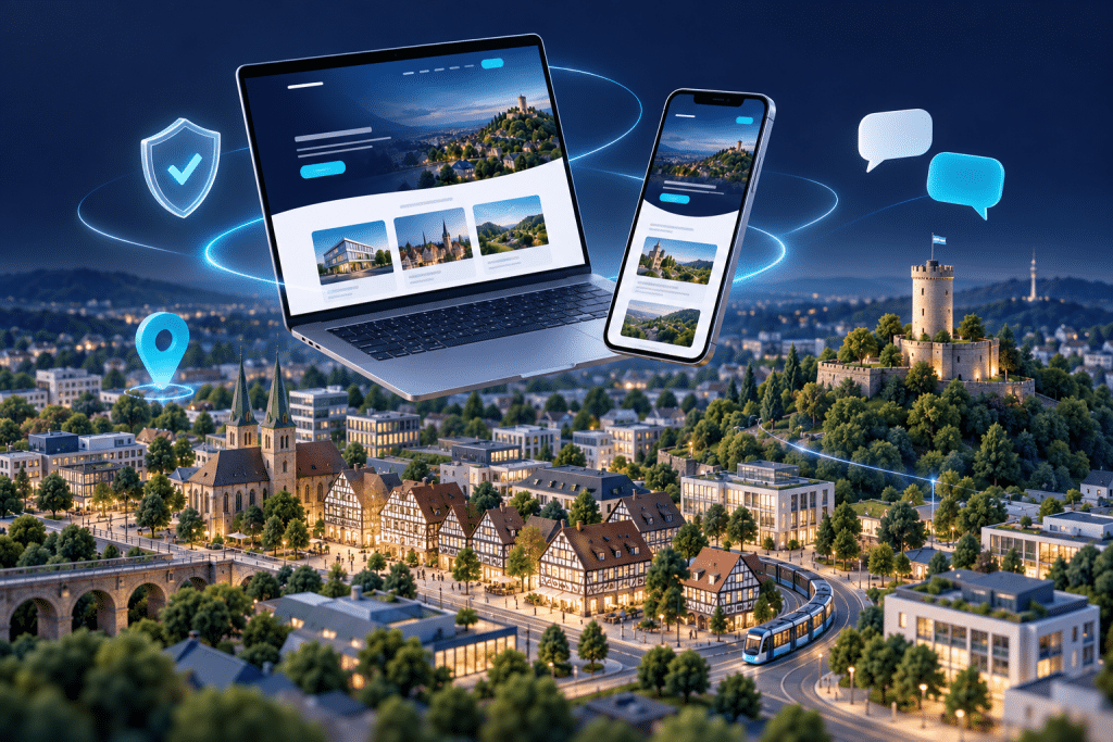 Bielefeld web tasarım: Sparrenburg kalesinin bulunduğu şehir maketi üzerinde kurumsal web sitesi