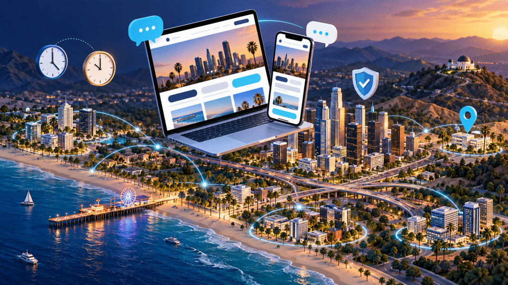 Los Angeles web tasarım: sahil, iskele ve şehir merkezi üzerinde iki dilli kurumsal web sitesi