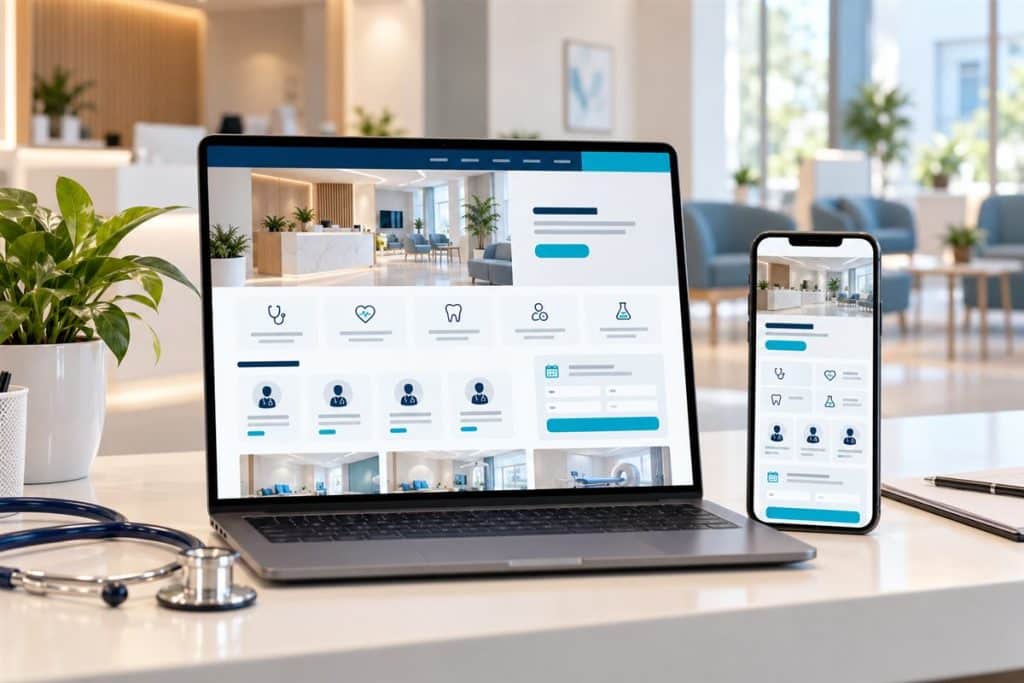 Doktor ve klinik web sitesi tasarımı: uzmanlık alanları ve randevu talebi bölümlü klinik sitesi