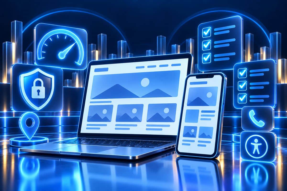 Kurumsal web sitesi nasıl olmalı: sayfa yapısı, mobil uyum, hız ve güvenlik kontrol listesi illüstrasyonu