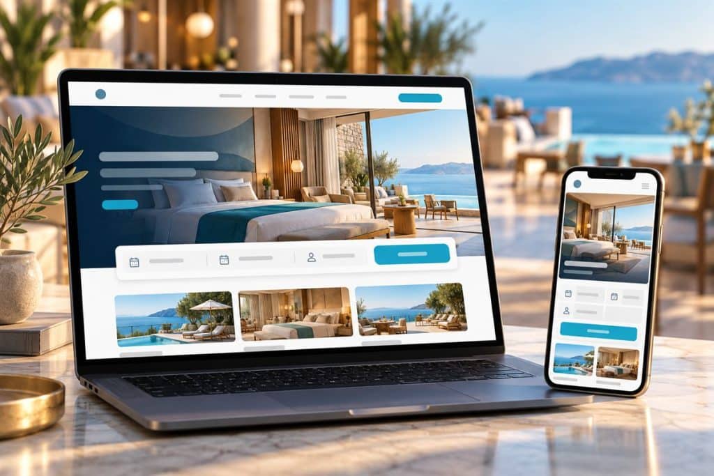 Laptop ve telefonda rezervasyon modüllü otel web sitesi tasarımı