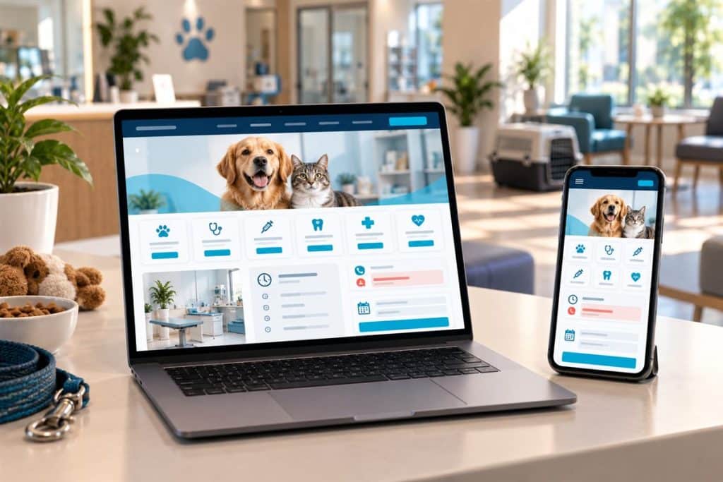 Veteriner web sitesi tasarımı: çalışma saatleri, acil bilgisi ve randevu talebi bölümlü klinik sitesi