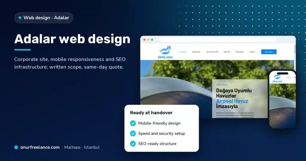 Adalar web design: Onur Freelance real project screenshot and delivery checklist