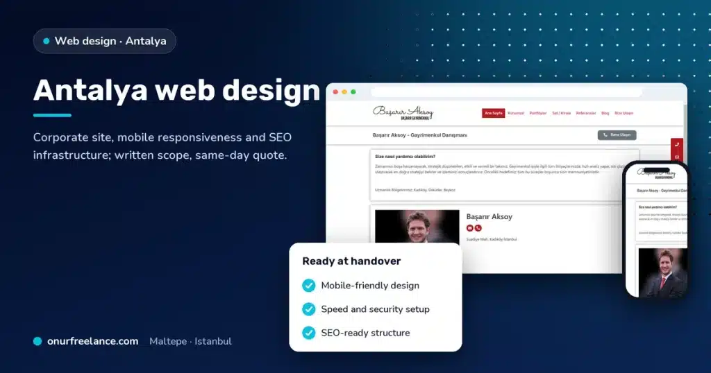 Antalya web design: Onur Freelance real project screenshot and delivery checklist