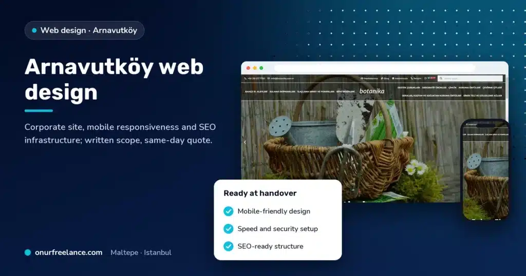Arnavutköy web design: Onur Freelance real project screenshot and delivery checklist