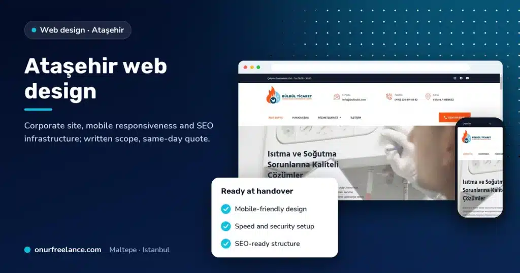 Ataşehir web design: Onur Freelance real project screenshot and delivery checklist