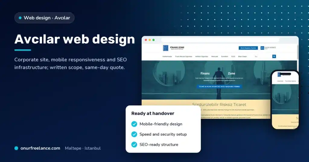 Avcılar web design: Onur Freelance real project screenshot and delivery checklist