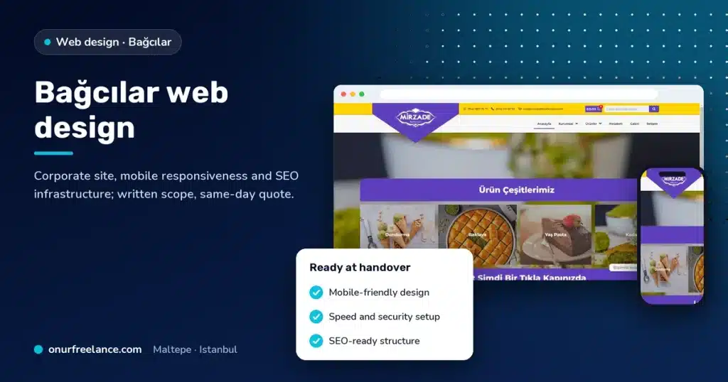 Bağcılar web design: Onur Freelance real project screenshot and delivery checklist