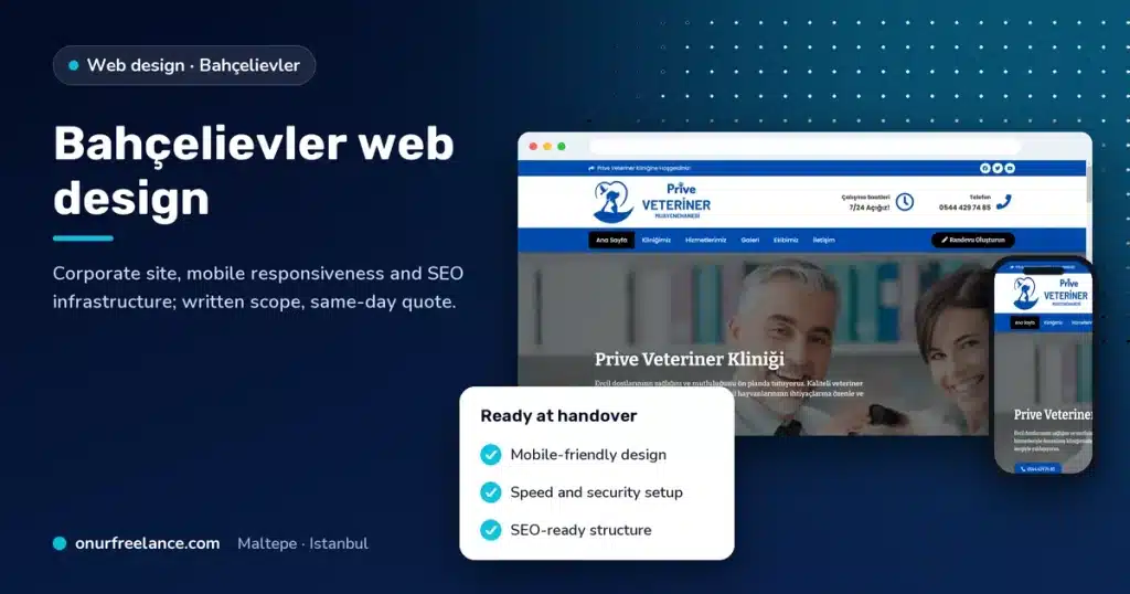 Bahçelievler web design: Onur Freelance real project screenshot and delivery checklist