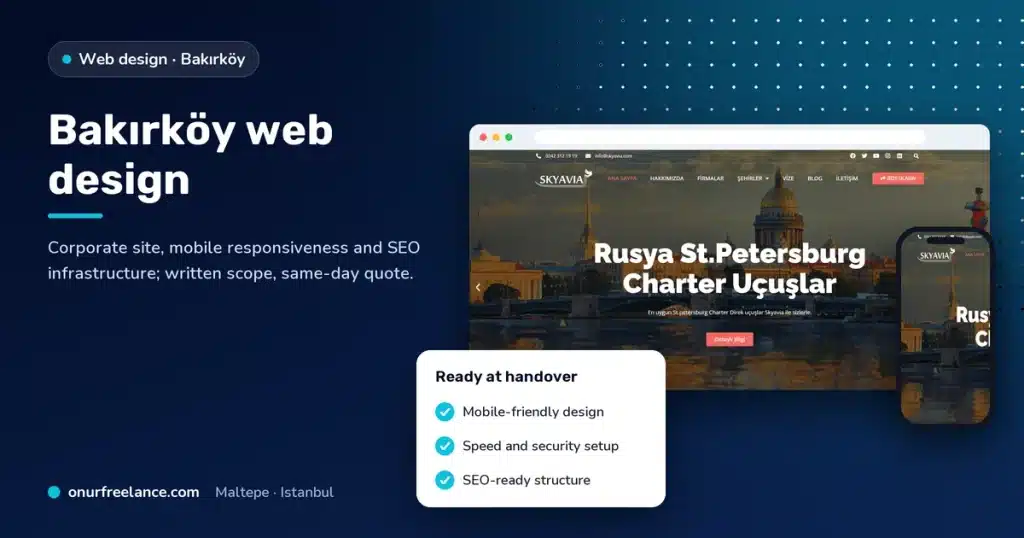 Bakırköy web design: Onur Freelance real project screenshot and delivery checklist