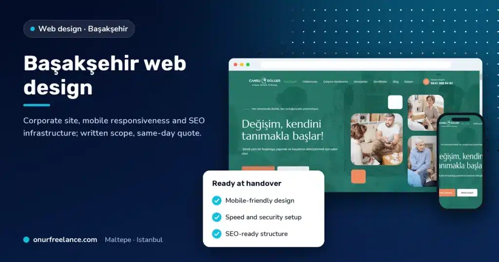 Başakşehir web design: Onur Freelance real project screenshot and delivery checklist