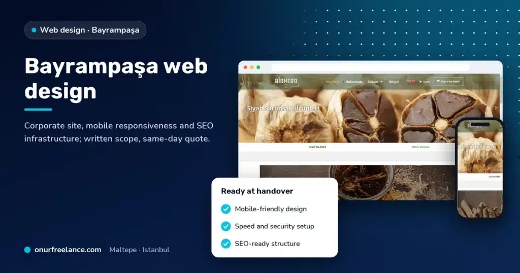 Bayrampaşa web design: Onur Freelance real project screenshot and delivery checklist