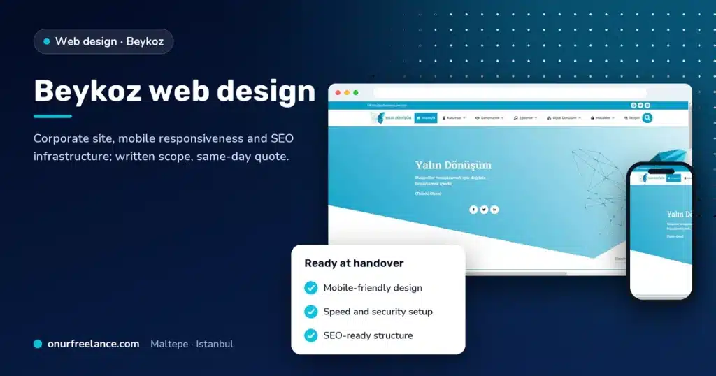Beykoz web design: Onur Freelance real project screenshot and delivery checklist