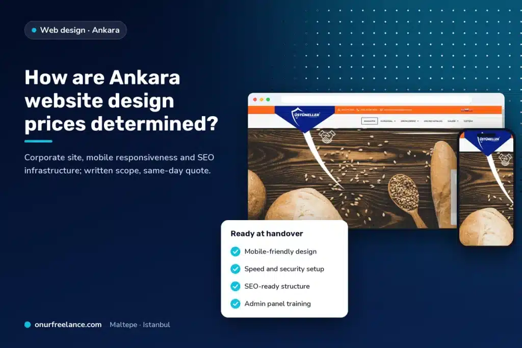 How are Ankara website design prices determined?: Onur Freelance real project screen and delivery list
