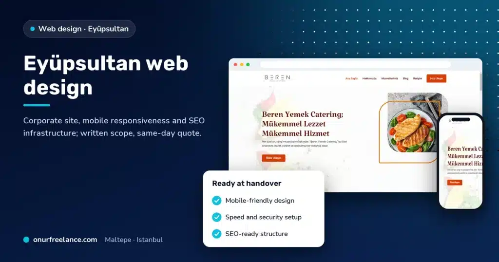 Eyüpsultan web design: Onur Freelance real project screen and delivery checklist