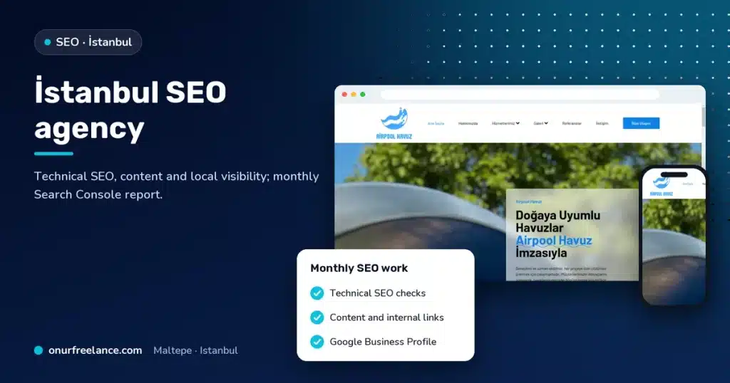 İstanbul SEO agency: Onur Freelance real project screen and monthly SEO work