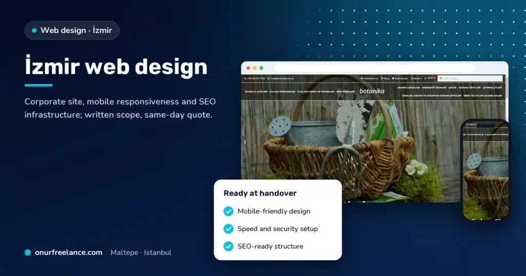 İzmir web design: Onur Freelance real project screenshot and delivery checklist
