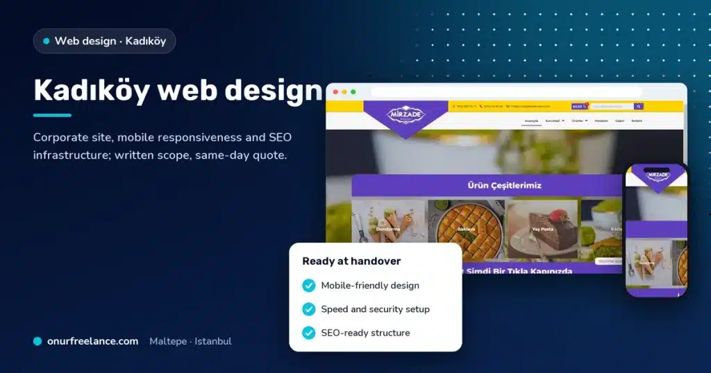 Kadıköy web design: Onur Freelance real project screenshot and delivery checklist