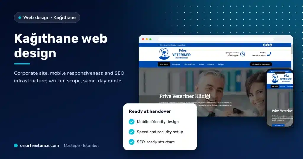 Kağıthane web design: Onur Freelance real project screenshot and delivery checklist