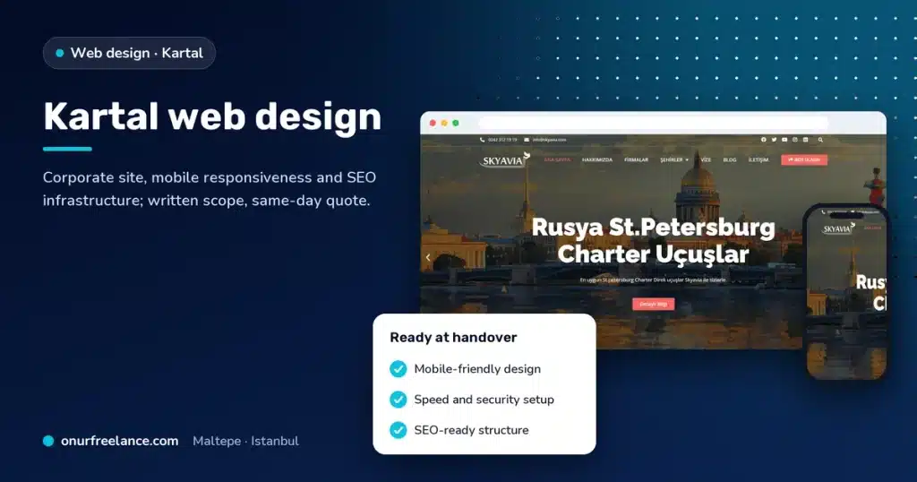 Kartal web design: Onur Freelance real project screenshot and delivery checklist
