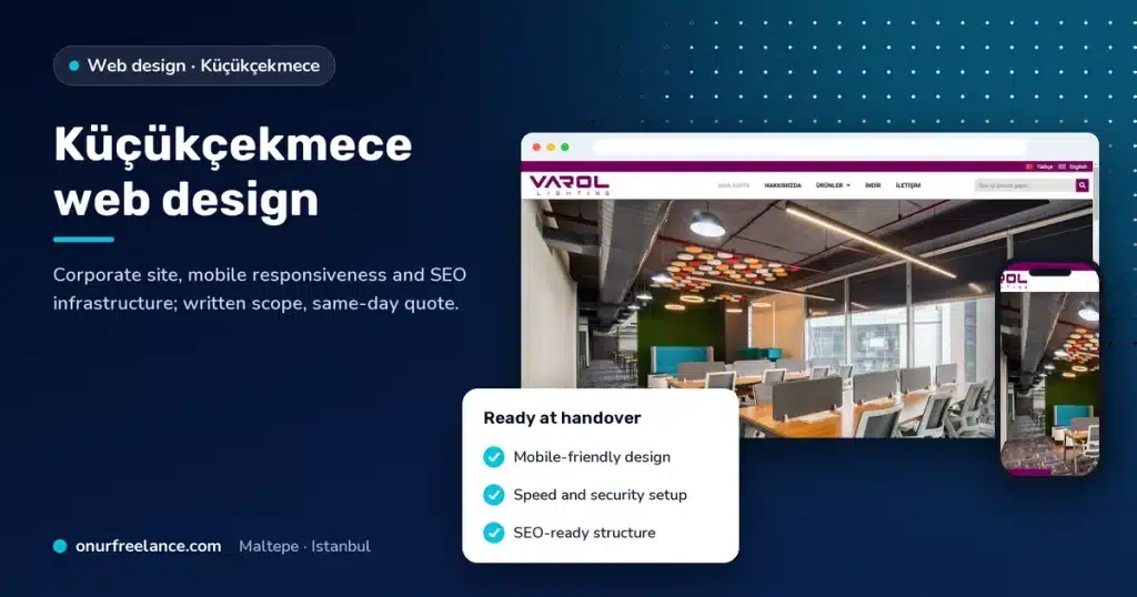 Küçükçekmece web design: Onur Freelance real project screenshot and delivery checklist