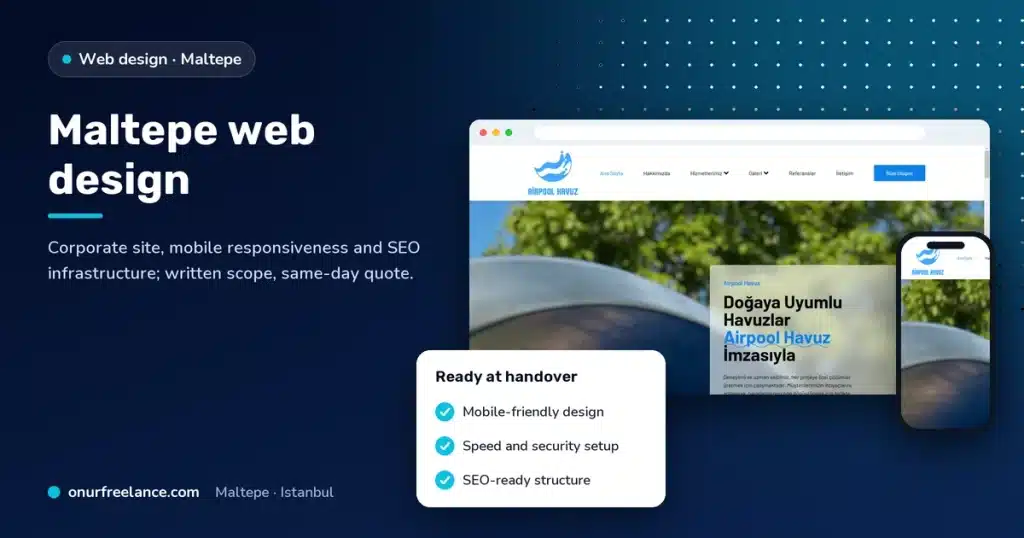 Maltepe web design: Onur Freelance real project screenshot and delivery checklist