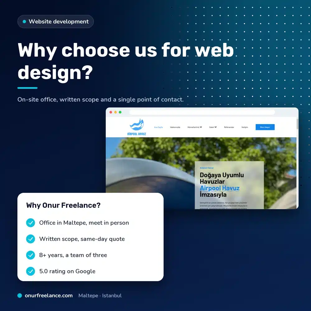 Why choose us for web design?: reasons to work with Onur Freelance