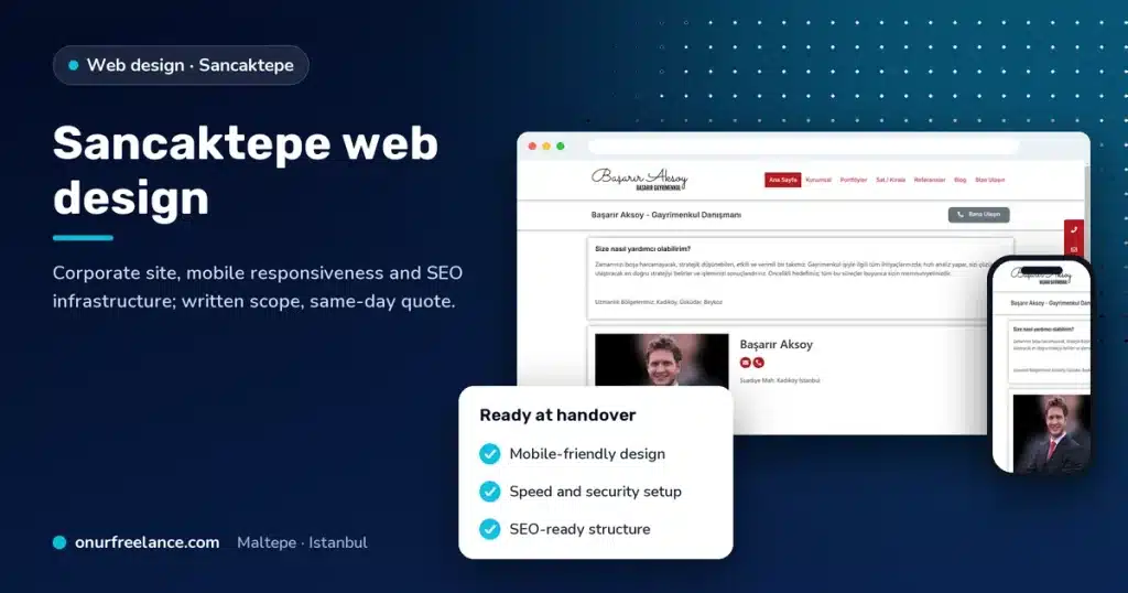 Sancaktepe web design: Onur Freelance real project screenshot and delivery checklist