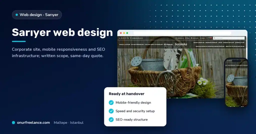 Sarıyer web design: Onur Freelance real project screenshot and delivery checklist