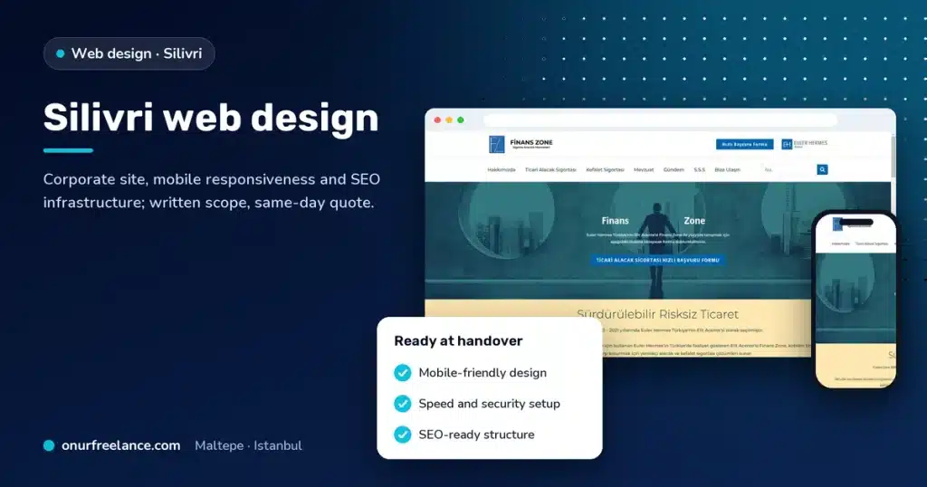 Silivri web design: Onur Freelance real project screen and delivery list
