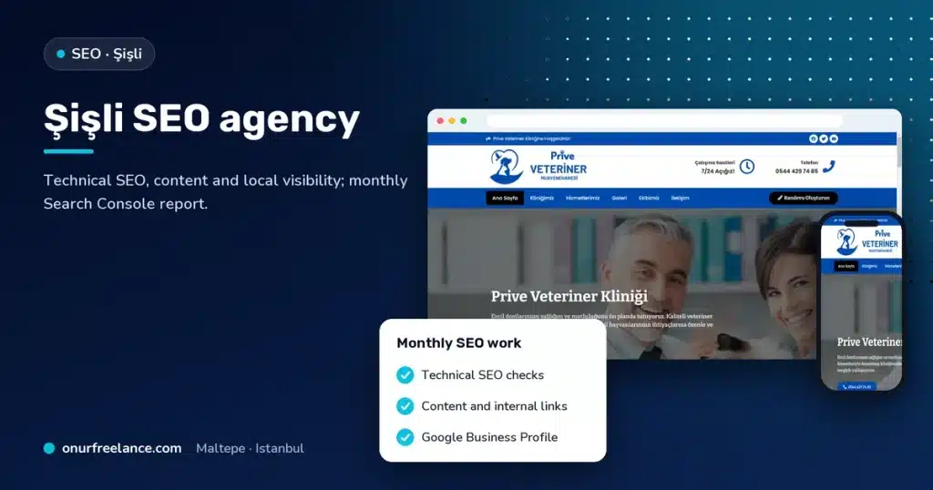 Şişli SEO agency: Onur Freelance real project screen and monthly SEO work