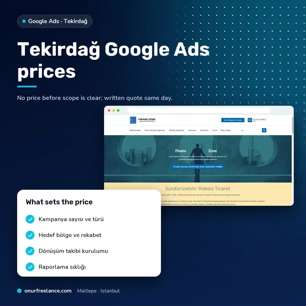 Tekirdağ Google Ads prices: factors that determine the price