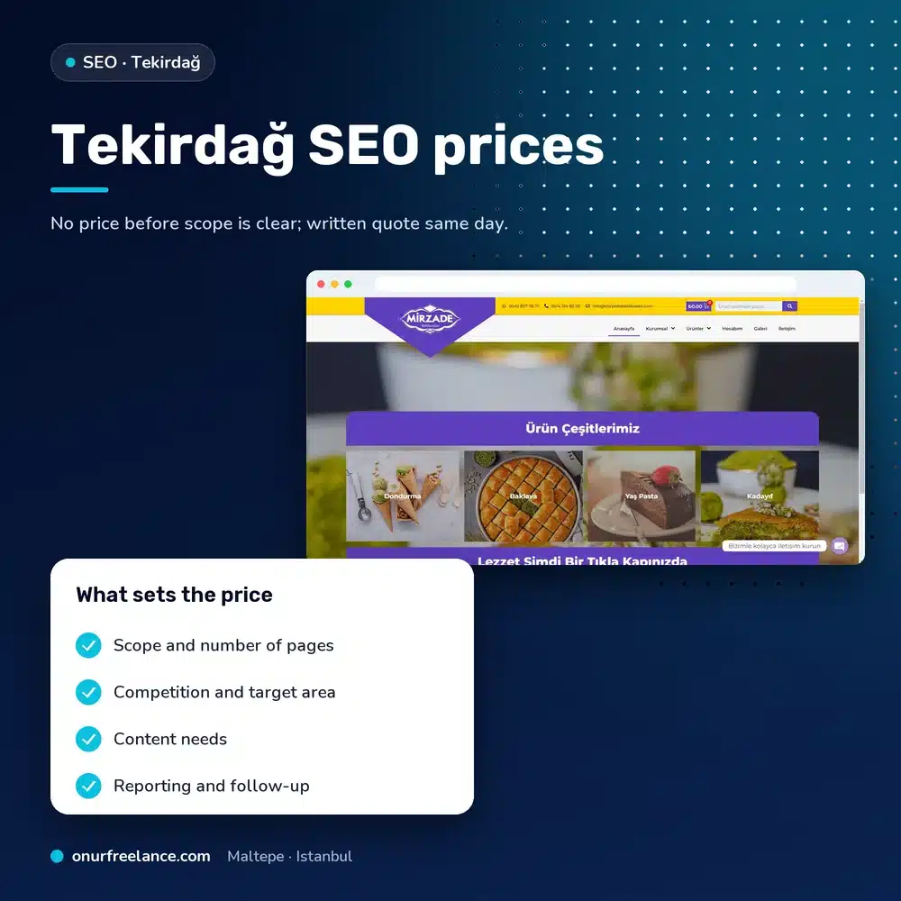 Tekirdağ SEO prices: factors that determine the price