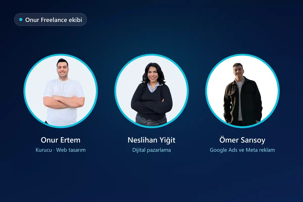 Onur Freelance ekibi: Onur Ertem, Neslihan Yiğit ve Ömer Sarısoy