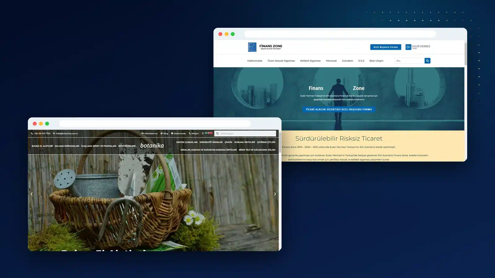 Onur Freelance tanıtım videosu: ekibin yaptığı Botanika ve Finans Zone web siteleri