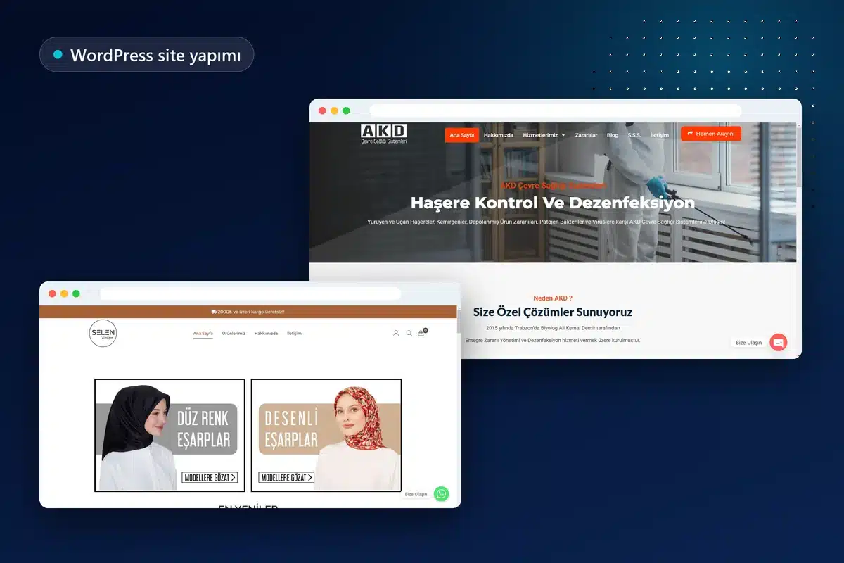 WordPress site yapımı: Onur Freelance tarafından kurulan iki müşteri sitesi